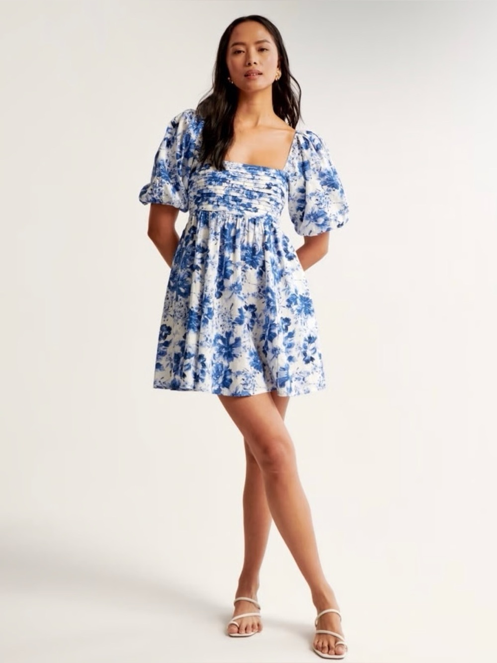 Abercrombie Emerson Poplin Puff Sleeve Mini Dress | XSP